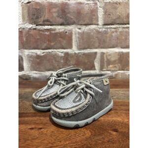 Twisted X Toddler Gray Mocs Size 2M Lace Up, ICA0012, Western Baby Shoes